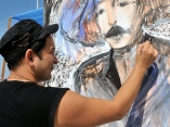 Li Domínguez. Mural por la paz, de la Brigada Martha Machado en el Malecón de La Habana